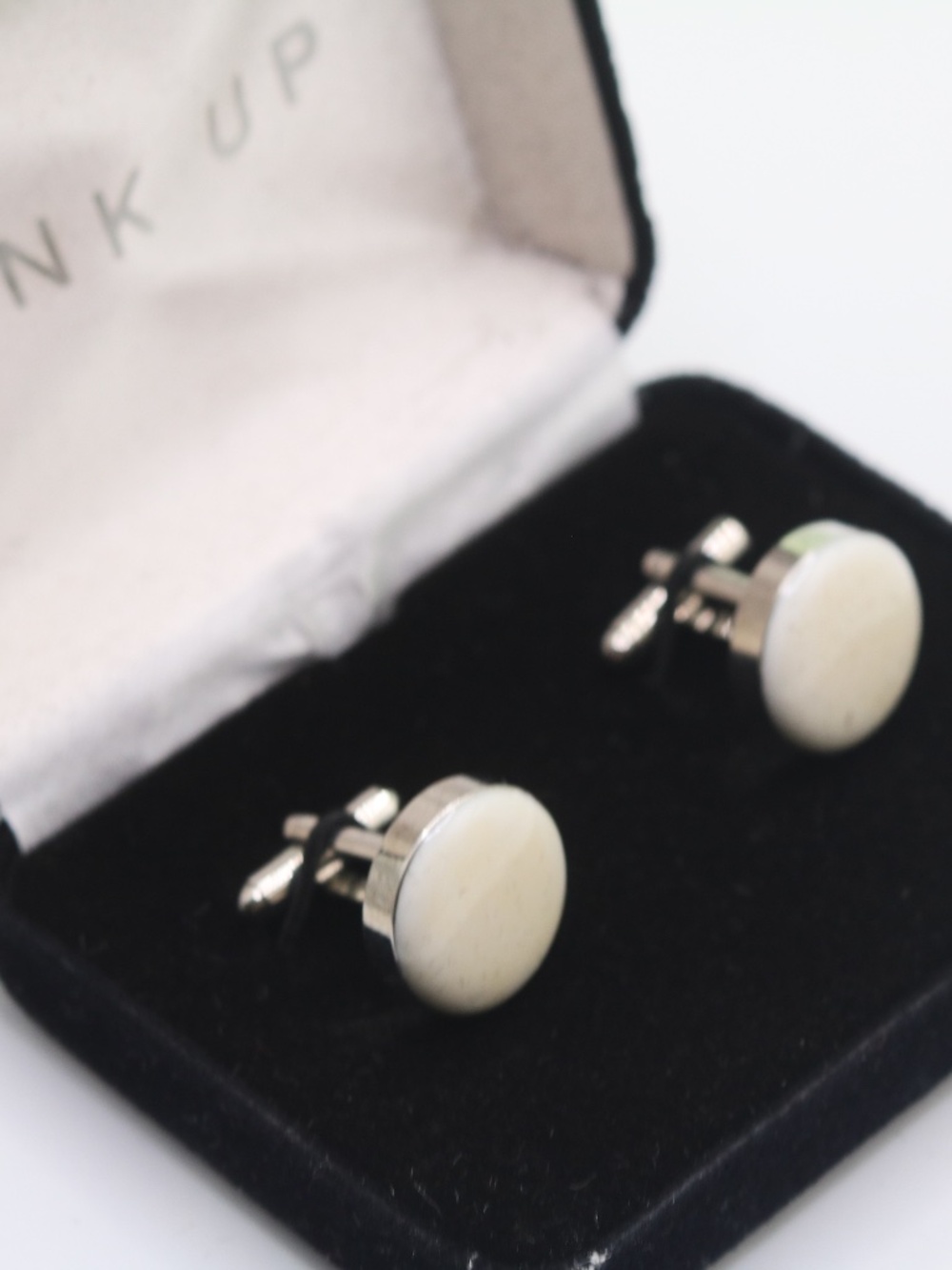 Cream Enamel Round Silver Tone Cufflinks New Nordstrom